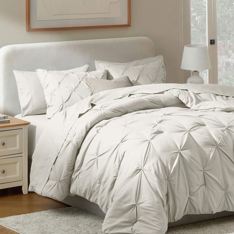 Nestl Pinch Pleate Comforter Set Bed in a Bag with Cooling Pillow