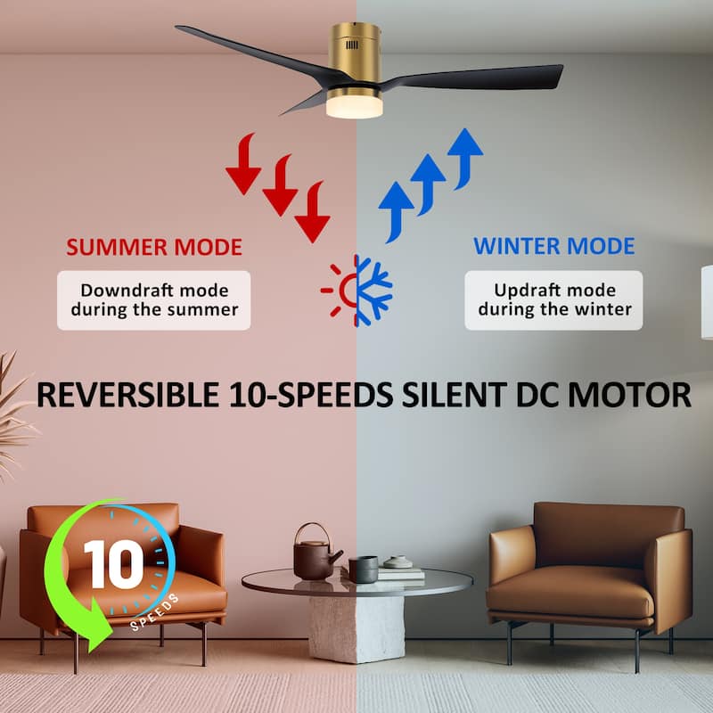 CARRO Pollux 52" Indoor Smart Ceiling Fan with Light and Remote-Flush Mount