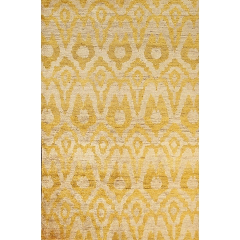 Abstract Contemporary Oriental Area Rug Hand-knotted Bedroom Carpet - 6'0" x 8'8"