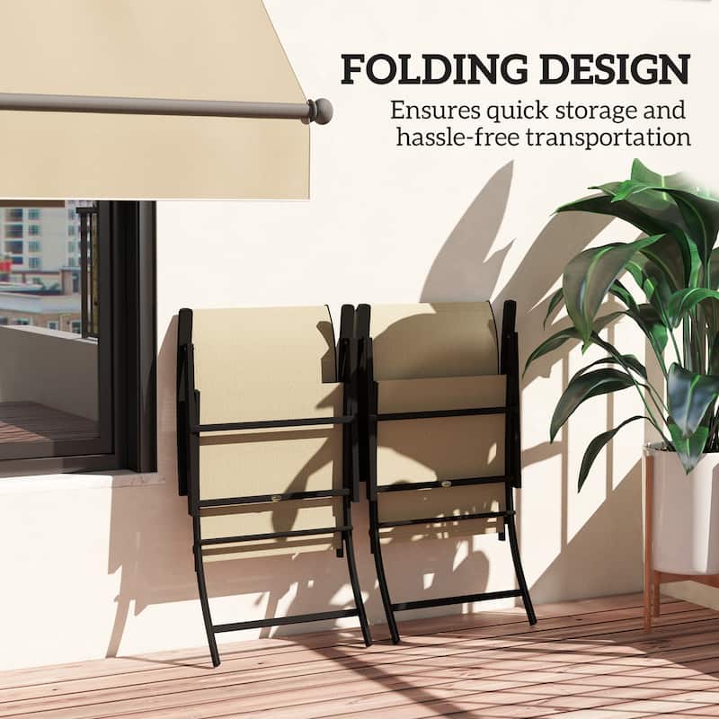 Metal Mesh Folding Patio Chairs Set of 2 with Armrests - 23.6" W x 31.9" D x 33.9" H