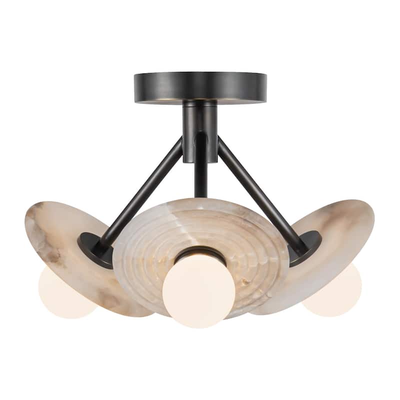 Alora Lighting SF346313 Dahlia 13" Wide LED Semi-flush Ceiling Fixture - Urban Bronze / Alabaster