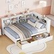 preview thumbnail 29 of 49, Full Size and Twin Size Wooden Double Sofa Beds with Storage Shelves and USB Charging Ports