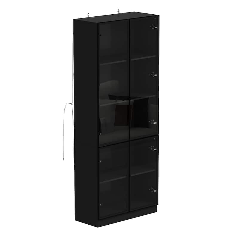 Sleek Modular Curio Wine Cabinet Storage Solution with Glass Doors