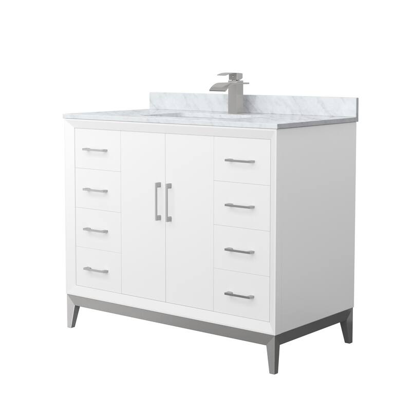 Wyndham Collection WCH818142S-CMUNS-MXX Amici 42" Free Standing Single - White / Brushed Nickel Hardware
