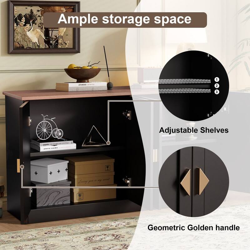 Modern 59" Sideboard, Accent Cabint Credenza TV Stand with Adjustable Shelves