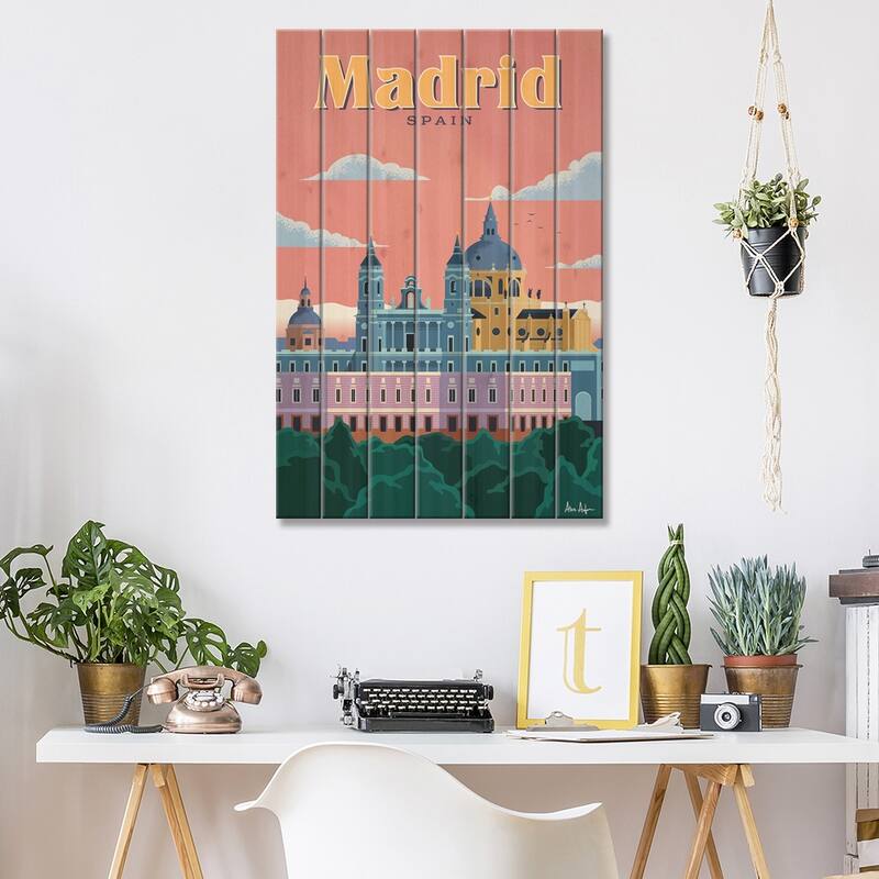 Madrid Print On Wood by IdeaStorm Studios - Multi-Color