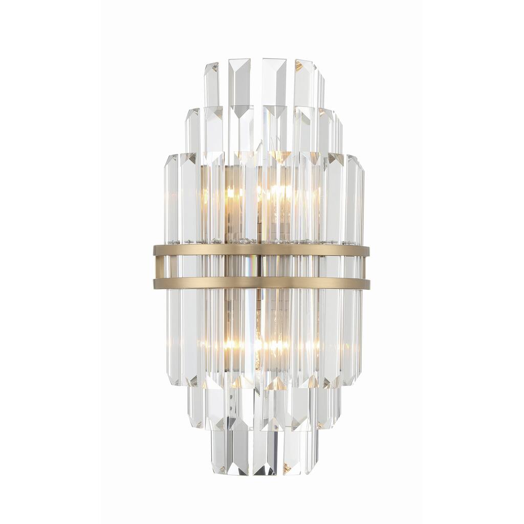 Hayes 2 Light Aged Brass Wall Mount - 7.5"W x 14.25"H x 4.75"D
