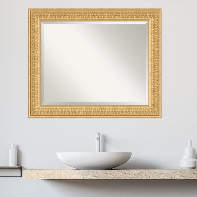 Trellis Beveled Wood Framed Bathroom Vanity Wall Mirror - Trellis Gold