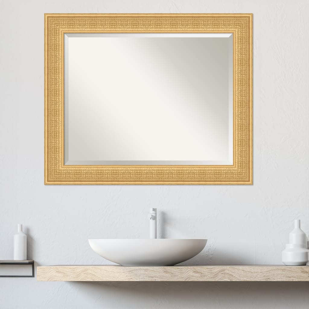 Trellis Beveled Wood Framed Bathroom Vanity Wall Mirror - Trellis Gold