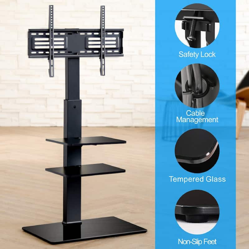 FITUEYES TV Stand with Swivel Mount for up to 65 inch with shelf Samsung Vizio TCL LED LCD flat screen TVs