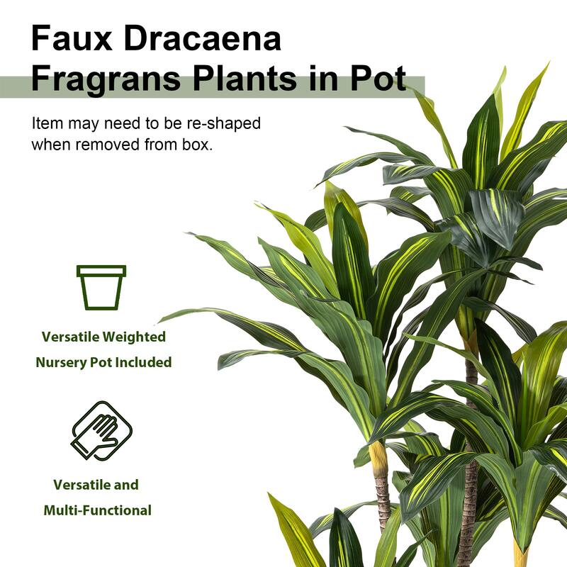Glitzhome 3ft-6ft Set of 2 Artificial Olive Trees/ Bamboo/ Ficus with Ceramic Planters Real Touch
