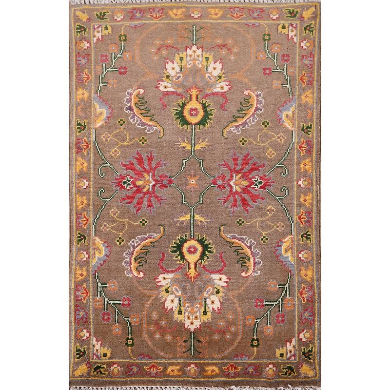 Brown Floral Kazak Oriental Foyer Rug Handmade Wool Carpet - 2'0" x 3'1"