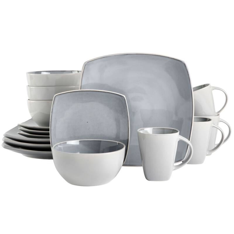 Gibson Soho Lounge Square 16-Piece Reactive Glaze Stoneware Dinnerware Set
