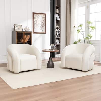 SEYNAR Modern Glam Velvet 360 Degree Swivel Accent Armchair with Tufted Back Set of 2