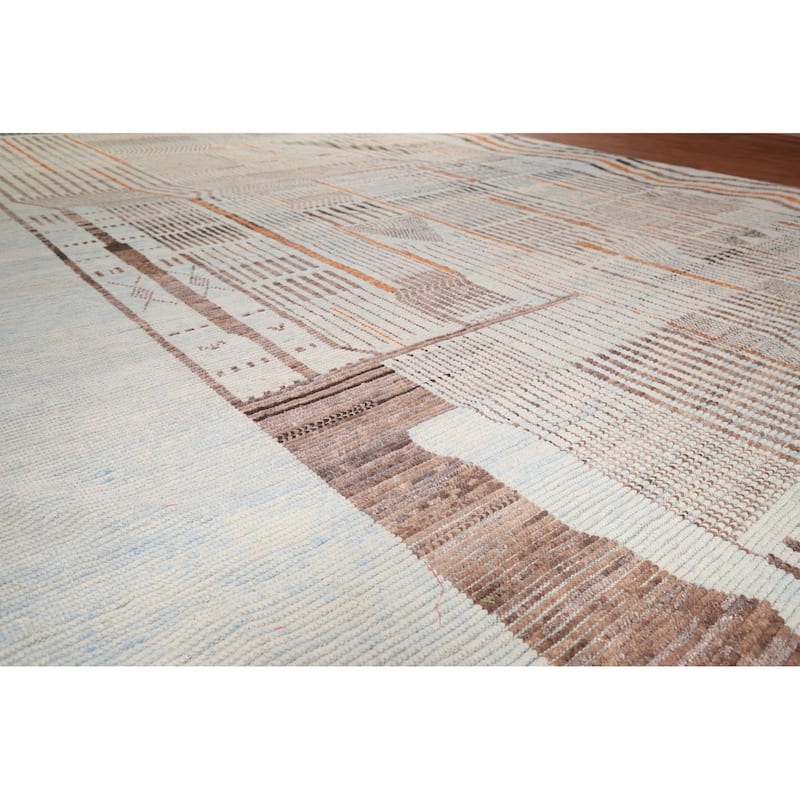 Abstract Moroccan Large Area Rug Handmade Wool Carpet - 11'9" x 15'10"