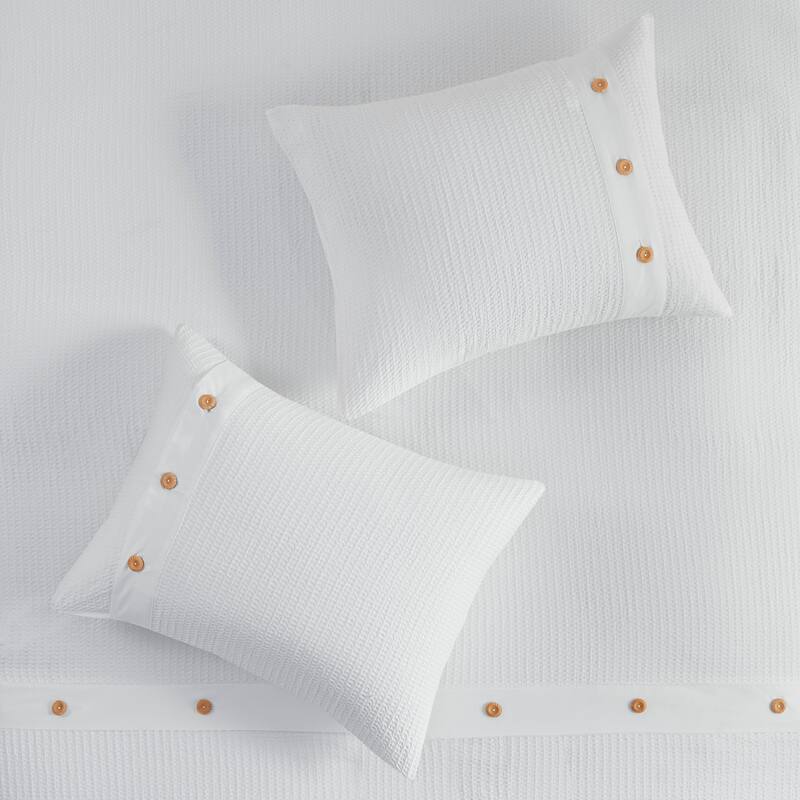 Madison Park Rianon White Cotton Waffle Weave Duvet Cover Set