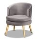 preview thumbnail 3 of 16, Baptiste Glam and Luxe Velvet and Gold Finished Wood Accent Chair Grey