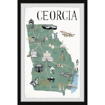 'Illustrated Map of the State of Georgia' Framed Painting Print