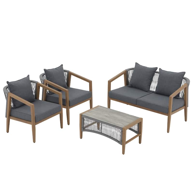Outdoor 4 Pieces Aluminum Conversation Set with Cushion