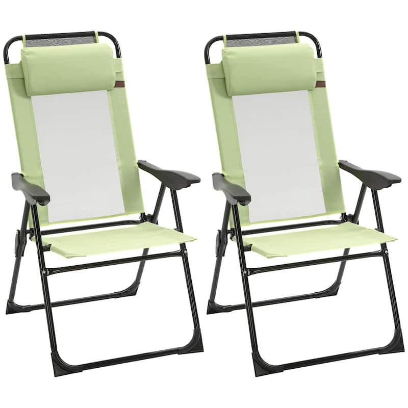 Folding Patio Dining Chairs Set of 2,Adjustable Sling,Headrest,Outdoor
