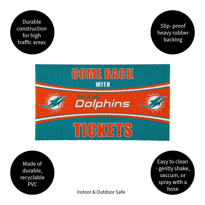 Miami Dolphins 28 in. x 16 in. PVC "Come Back With Tickets" Trapper Door Mat