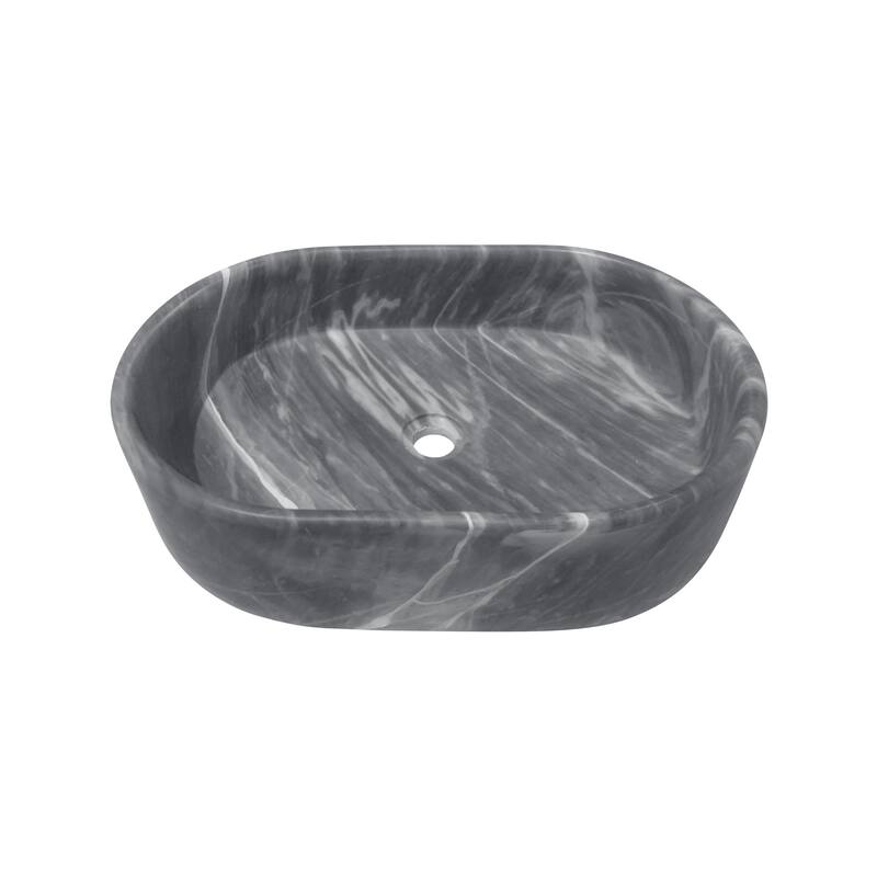 Roomfitters Marble Bathroom Vessel Sink, Natural Stone Countertop Wash Basin, Polished Oval Vanity Sink