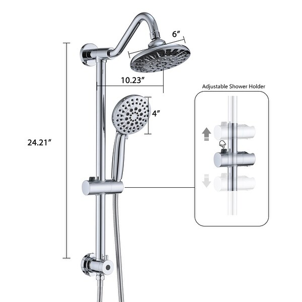 PROOX 5 Spray Shower Head with Handheld Shower Slide Bar Not