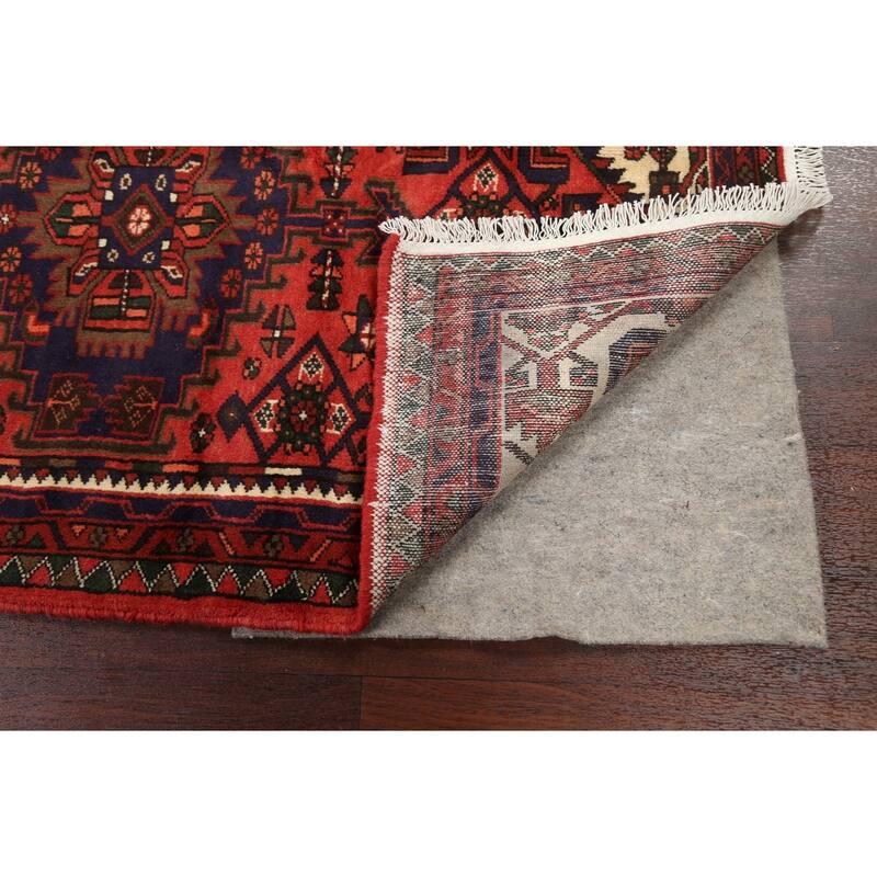 Geometric Hamedan Persian Area Rug Wool Handmade Foyer Carpet - 3'2" x 4'11"