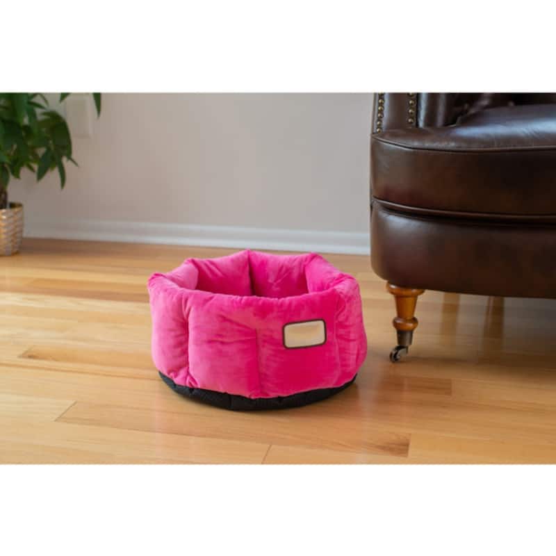 Cat Bed, Warm Pet cuddle bed, Pink - 15"(L) x 7"(W) x 8"(H) - Pink