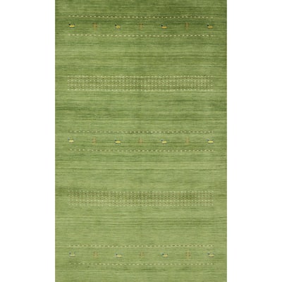 Hand Knotted Oriental 100% Wool Carpet Tribal Animal Pictorial Green Gabbeh Area Rug - 9' 0'' X 5' 10''
