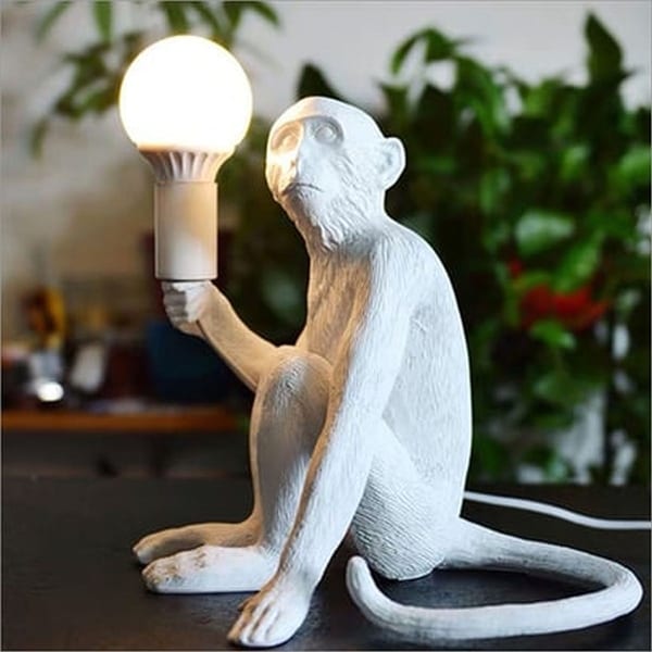 Maro Sitting Monkey Lamp White 12