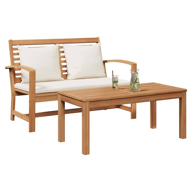 vidaXL Garden Sofa Set 2 pcs Natural Solid teak wood - 37.4 x 17.7 x 15.7