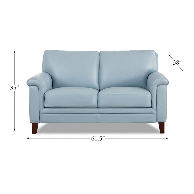 Hydeline Westcott Top Grain Leather Loveseat with Memory Foam and Springs