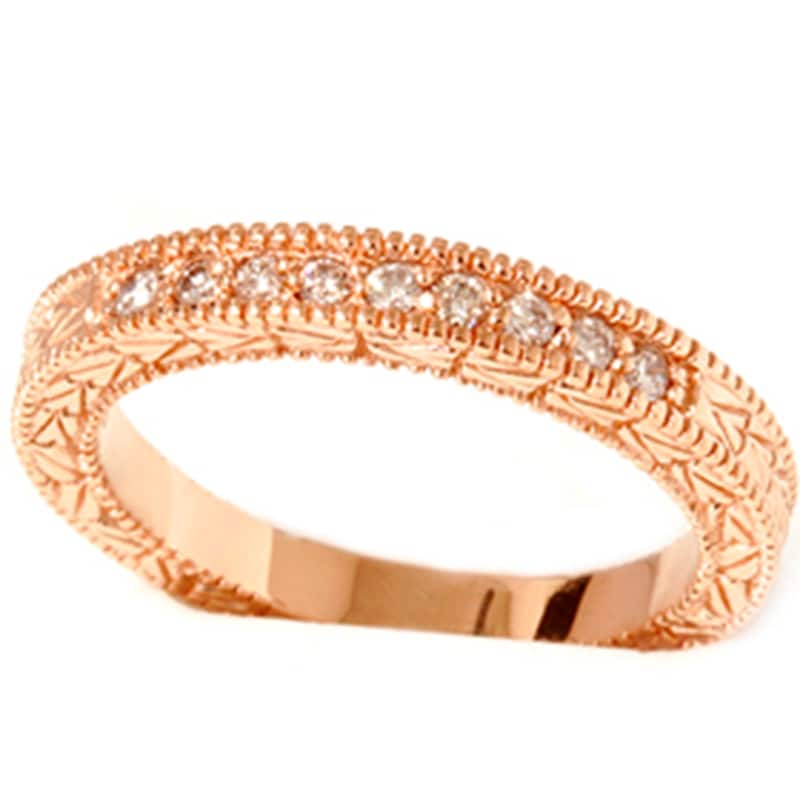 1/4ct Engraved Diamond Ring Rose Gold