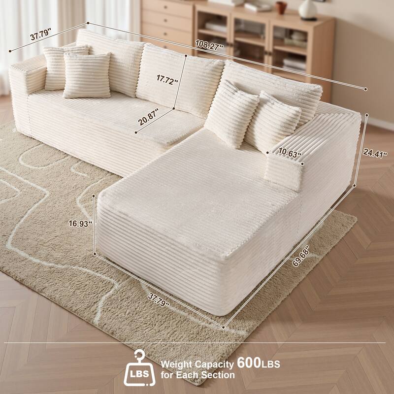 OVIOS All-Foam Plush L-Shaped Sofa​