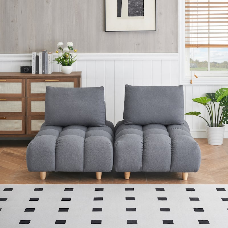 "Modern 60-Inch Teddy Fabric Sofa, Cozy and Durable, Perfect for Apartments, Offices, and Living Rooms" - Grey
