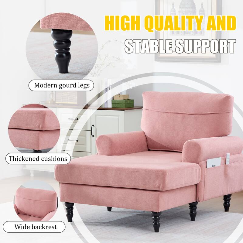 HOMEFUN Chenille Upholstered Wood Frame Recliner Single Sofa with Comfortable Armrests