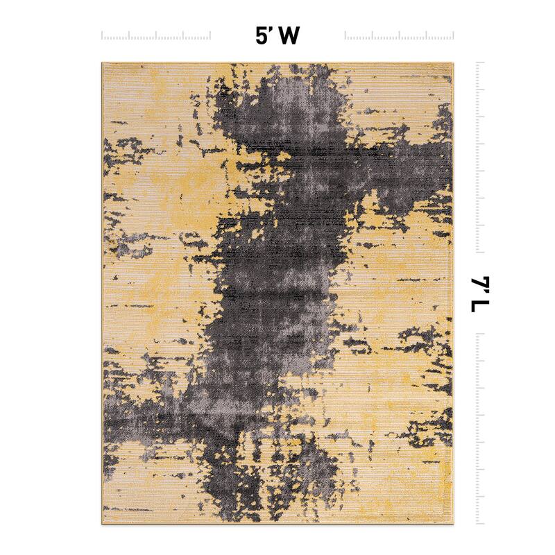 World Rug Gallery Abstract Design Distressed Blue Area Rug