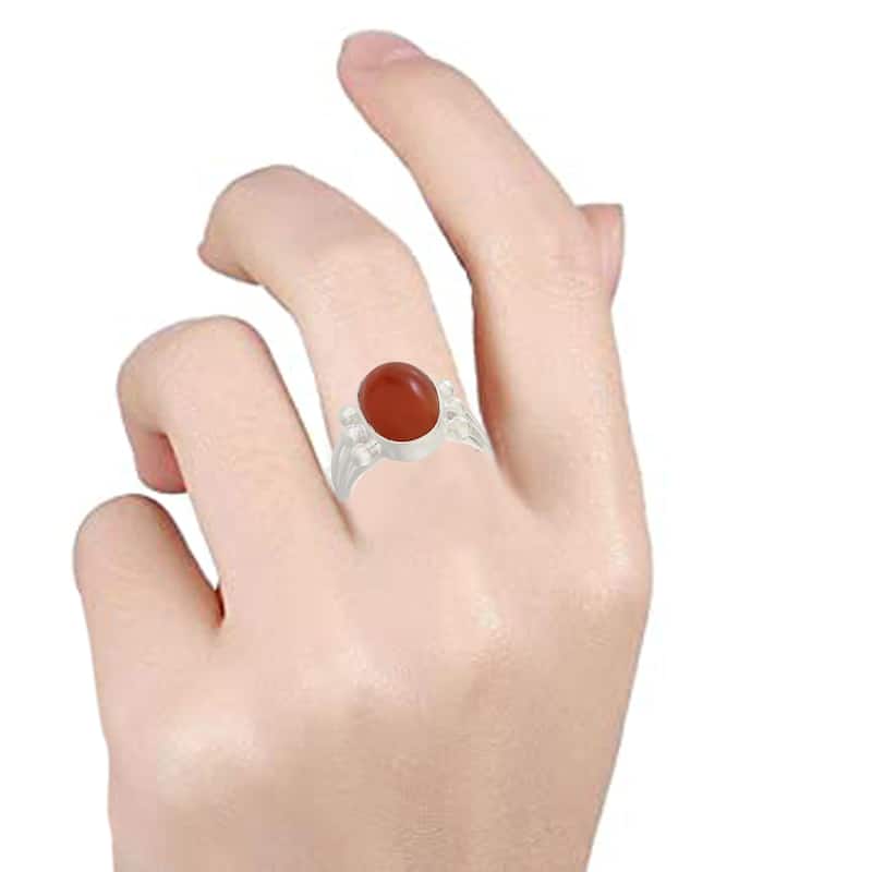 925 Sterling Silver Carnelian Solitaire Ring