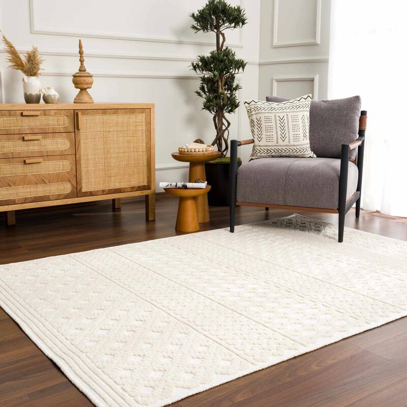 Hauteloom Drago Hallway, Kitchen Machine Washable Runner Rug - White, Off White - 2'7" x 7'2"