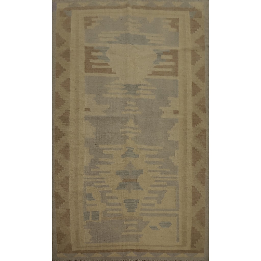 Hand Woven Oriental 100% Wool Carpet Southwestern Tribal Purples Kilim Area Rug - 5' 7'' X 3' 11''