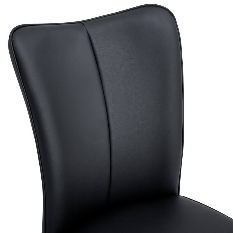 Modern Black PU Chair Set - 2 Pieces, The backrest has a vertical and smooth line design.Black Metal Leg