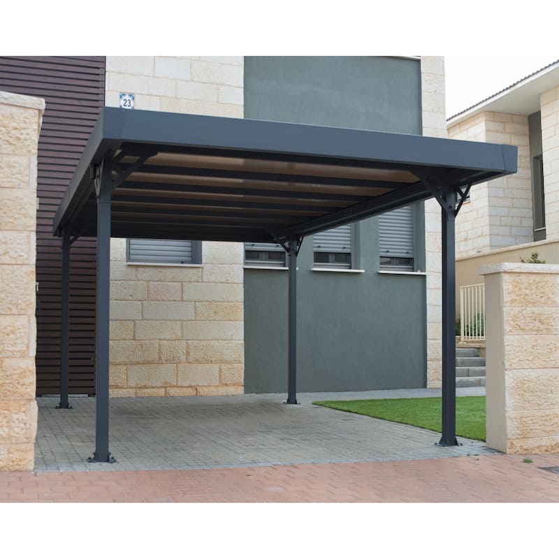 Palma 10 ft.x 16 ft. Carport Kit - Grey Structure & Twin Wall Panels - 10 ft.x 16 ft.