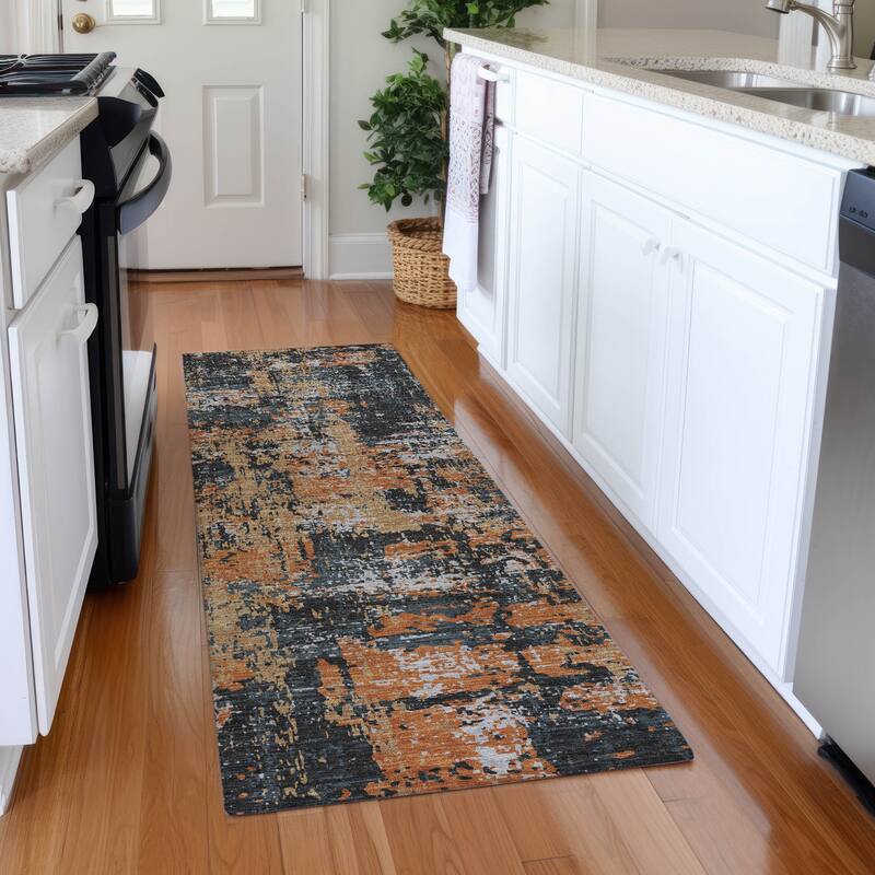 Premium Washable Super Soft Abstract Acree Mayfield Rug - Charcoal - 2'3" x 7'6"