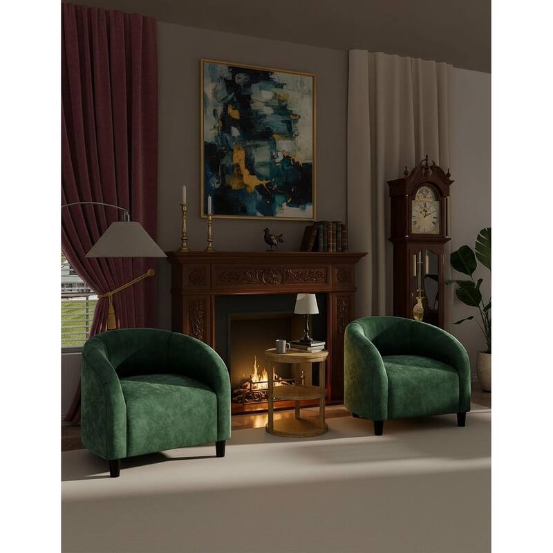 Boucle Fabric Barrel Chairs, with Soft Cushion