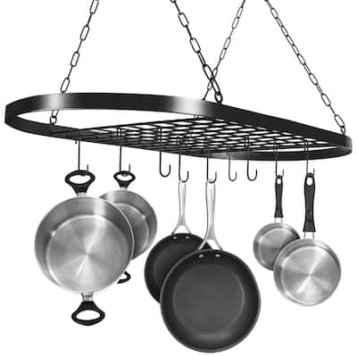 Sorbus Pot and Pan Rack for Ceiling with Hooks - Multi-Purpose Storage Rack - N/A