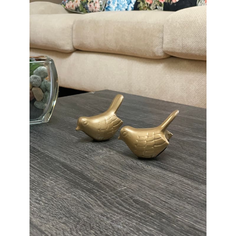 VIBHSA Bird Figurine of Health and Happiness Gold (Set of 2, 3.5"L)
