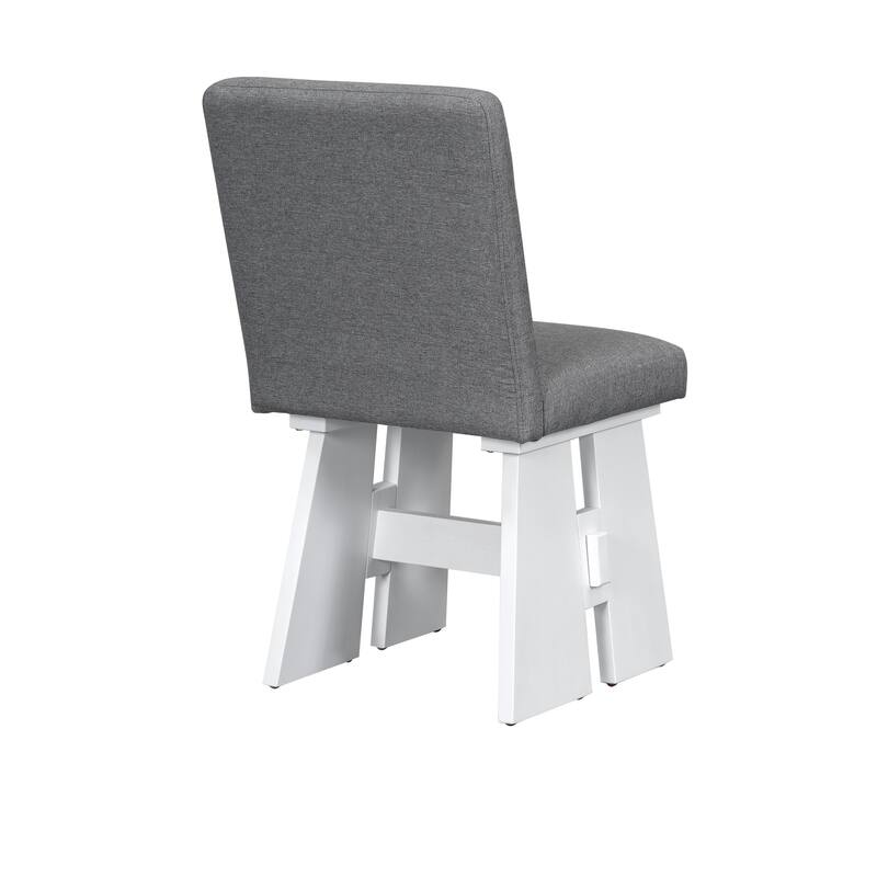 7-Piece Dining Table Set Kitchen Table Set with 6 Upholstered Dining Chairs, Table with 4 Flaky Legs, Tuck-Away Chairs