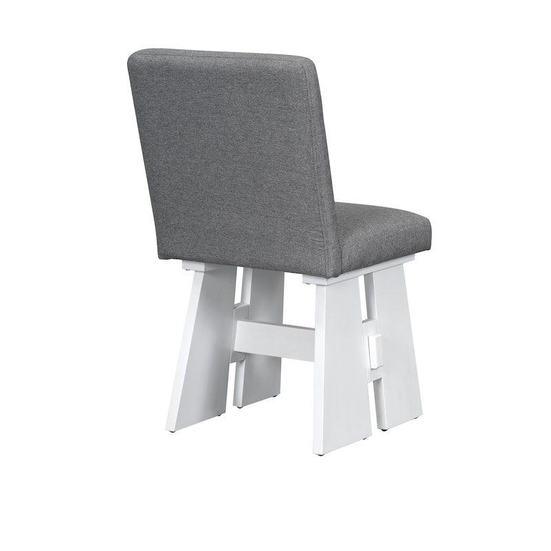 Modern 7-Piece Dining Table Set with 6 Upholstered Dining Chairs, Dark Gray+White