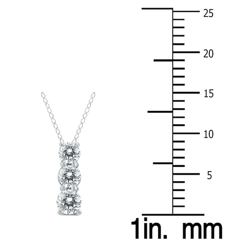 Marquee Certified 1/4 Carat TW Diamond Three Stone Pendant in 14K White Gold